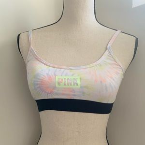 EUC PINK cut tie dye sports bra -can